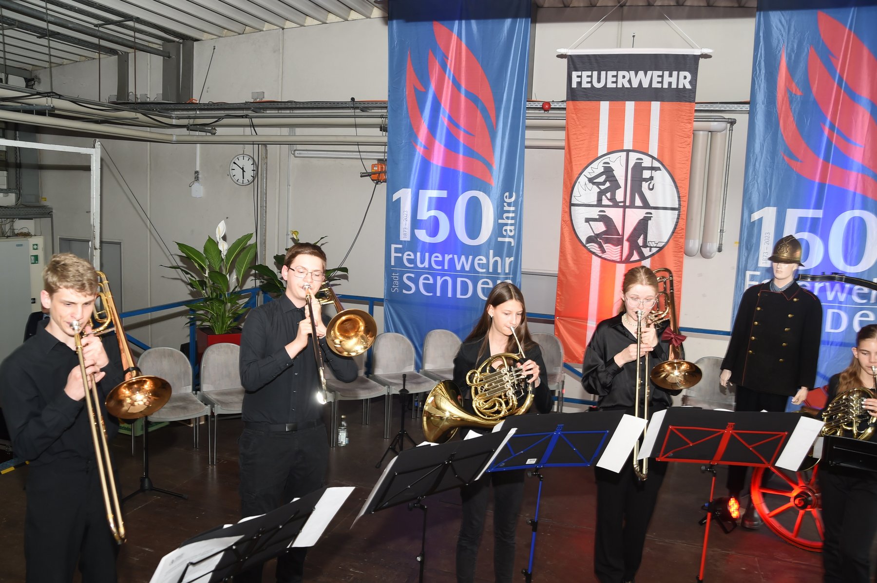 Blechblasensemble beim Jubiläum der Feuerwehr Senden